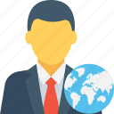 avatar, businessman, global, marketing, world