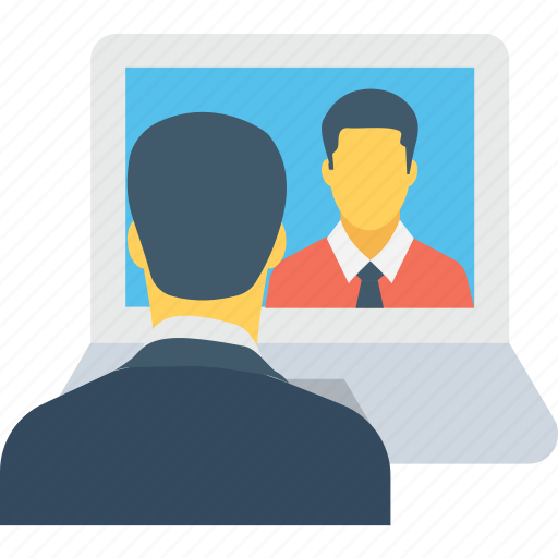 Collaboration, communication, dialogue, laptop, video call icon - Download on Iconfinder