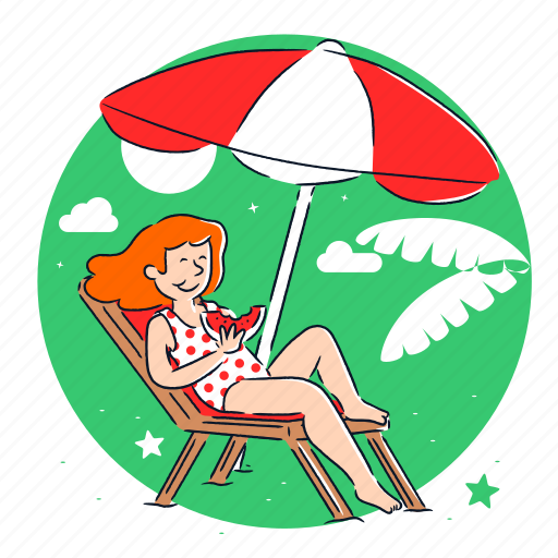 Beach, summer, watermelon, umbrella, parasol, holiday, tropical illustration - Download on Iconfinder