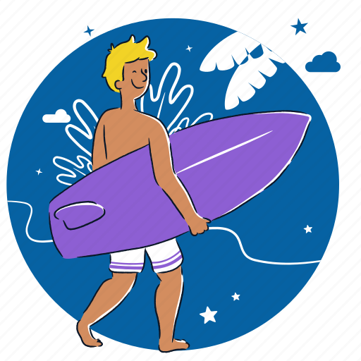 Surf, beach, summer, sun, vacation, holiday, travel illustration - Download on Iconfinder