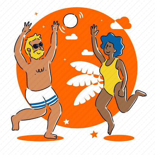 Beach, voleyball, sport, summer, fitness, holiday, play illustration - Download on Iconfinder