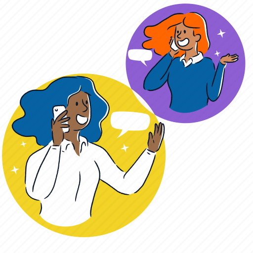 Conversation, communication, chat, women, bubble, connection, network illustration - Download on Iconfinder