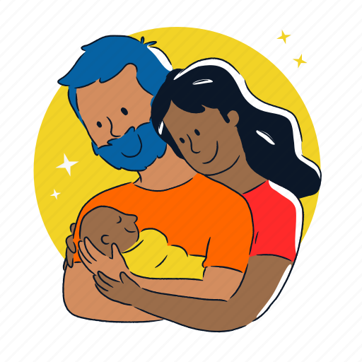 Holding, baby, newborn, family, couple, love, parents illustration - Download on Iconfinder