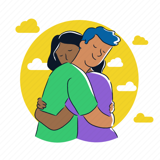 Couple, romance, relationship, friendship, love, hug, romantic illustration - Download on Iconfinder