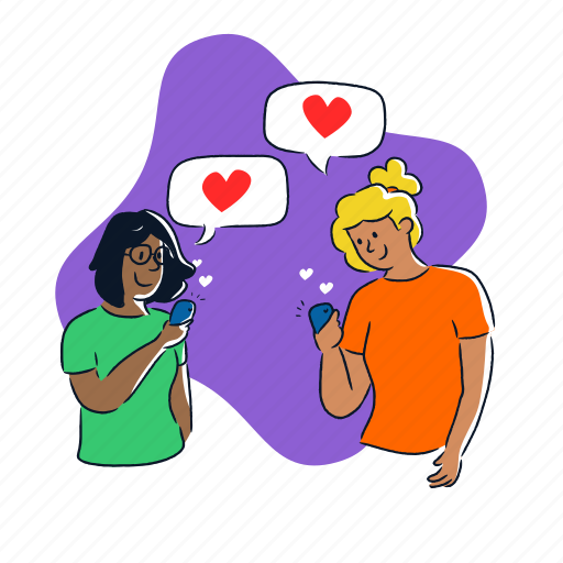 Messaging, texting, communication, love, like, romantic, lgbt illustration - Download on Iconfinder