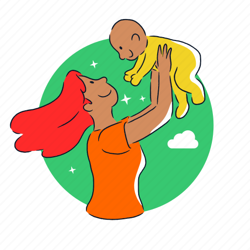 Mom, kid, child, newborn, baby, mother, motherhhod illustration - Download on Iconfinder