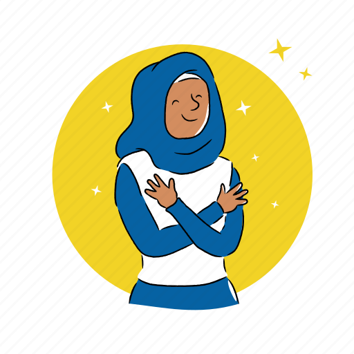 Muslim, self love, self esteem, love, esteem, acceptance illustration - Download on Iconfinder