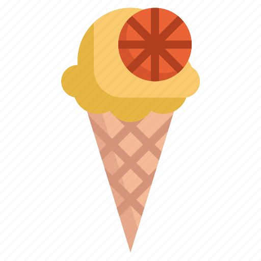 Orange, food, restaurant, cone, summertime, sweet, ice cream icon - Download on Iconfinder