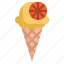 orange, food, restaurant, cone, summertime, sweet, ice cream 