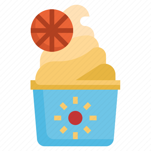 Soft, serve, cup, orange, summer, sweet, ice cream icon - Download on Iconfinder