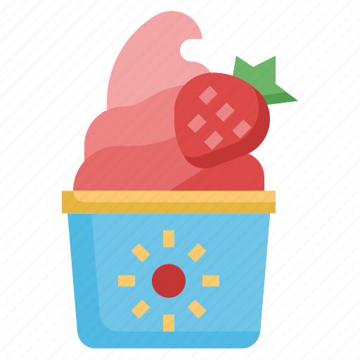 Soft, serve, cup, strawberry, summer, sweet, ice cream icon - Download on Iconfinder