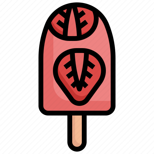 Popsicle, strawberry, summer, food, restaurant, sweet, ice cream icon - Download on Iconfinder