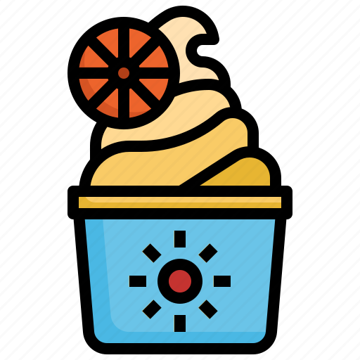 Soft, serve, cup, orange, summer, sweet, ice cream icon - Download on Iconfinder