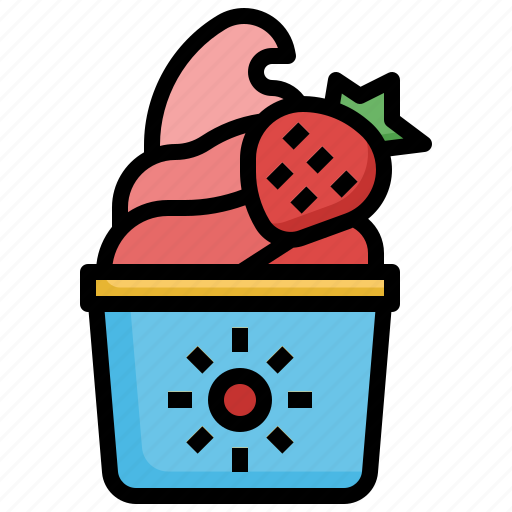 Soft, serve, cup, strawberry, summer, sweet, ice cream icon - Download on Iconfinder