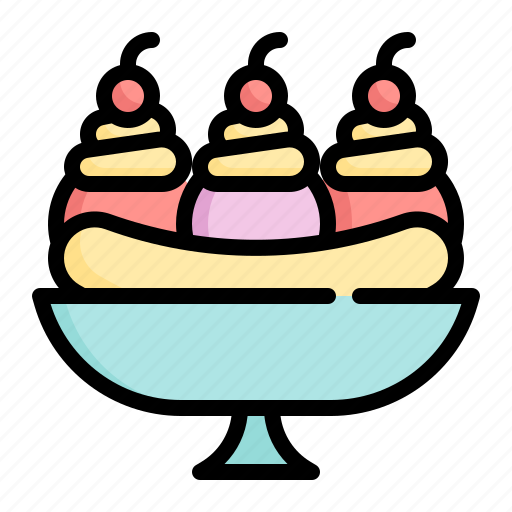 Banana, split, ice, cream, summer, dessert, sweet icon - Download on Iconfinder