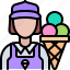 seller, ice, cream, woman, food, cafe, shop 