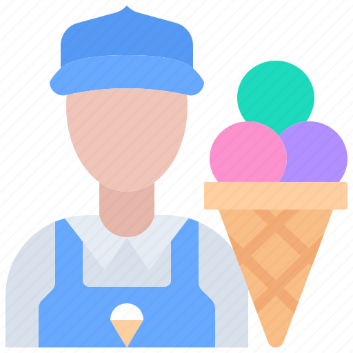 Seller, ice, cream, man, food, cafe, shop icon - Download on Iconfinder