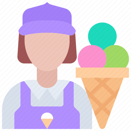 Seller, ice, cream, woman, food, cafe, shop icon - Download on Iconfinder