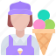 seller, ice, cream, woman, food, cafe, shop 