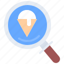 ice, cream, search, magnifier, food, cafe, shop