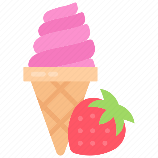 Ice, cream, waffle, strawberry, food, cafe, shop icon - Download on Iconfinder