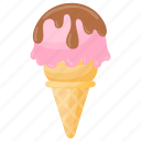 gelato, ice cream, strawberry chocolate cone, strawberry cone, strawberry ice cream