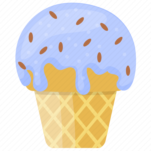 Blue moon ice cream, blueberry cone, gelato, ice cream, waffle icon - Download on Iconfinder