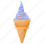 blue raspberry ice cream, blueberry ice cream, ice cream cone, raspberry ice cream, waffle 