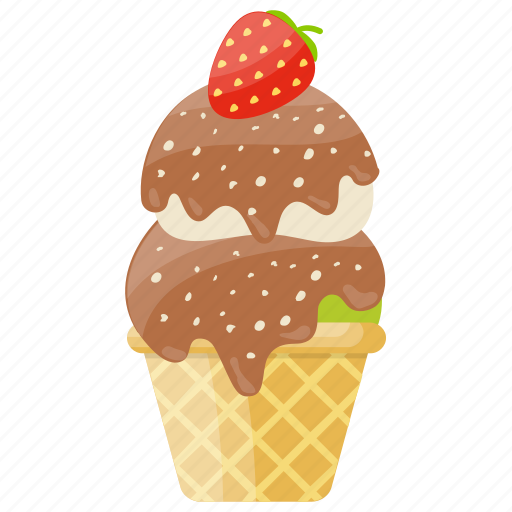 Chocolate cone, dessert, melted cone, vanilla chocolate cone, waffle cone icon - Download on Iconfinder