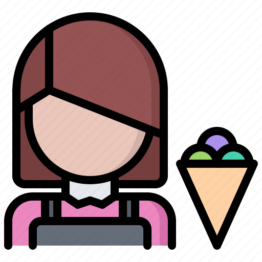 Cone, cream, dessert, ice, seller, shop, woman icon - Download on Iconfinder