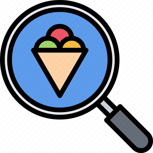 Cone, cream, dessert, ice, magnifier, search, shop icon - Download on Iconfinder