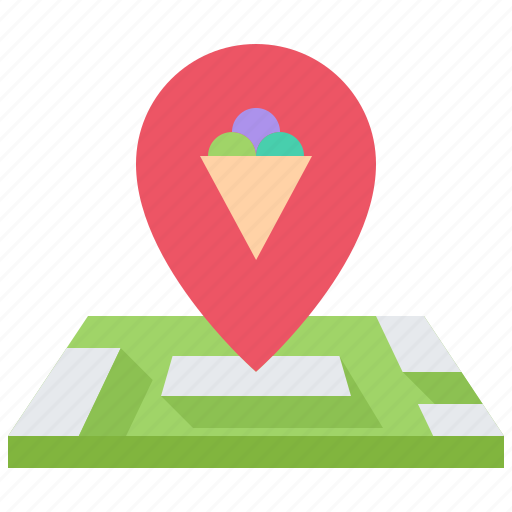 Cream, dessert, ice, location, map, pin, shop icon - Download on Iconfinder