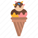 cone, dessert, ice cream, scoops