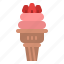 cone, ice cream, strawberry, summer 
