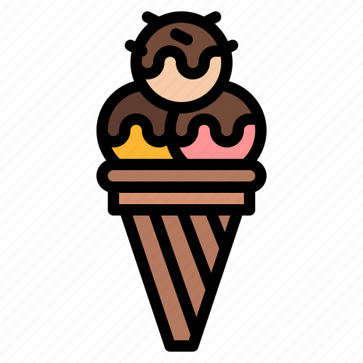 Cone, dessert, ice cream, scoops icon - Download on Iconfinder