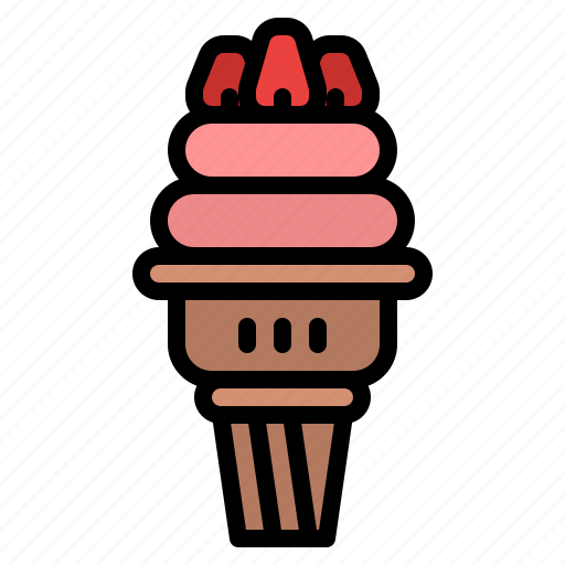 Cone, ice cream, strawberry, summer icon - Download on Iconfinder