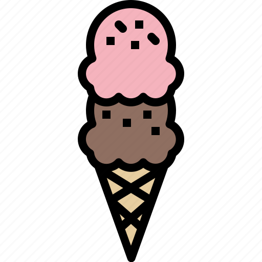 Cone, dessert, double, food, ice cream, scoop, sweet icon