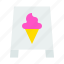 cone, ice cream, shop, sign, sweets 