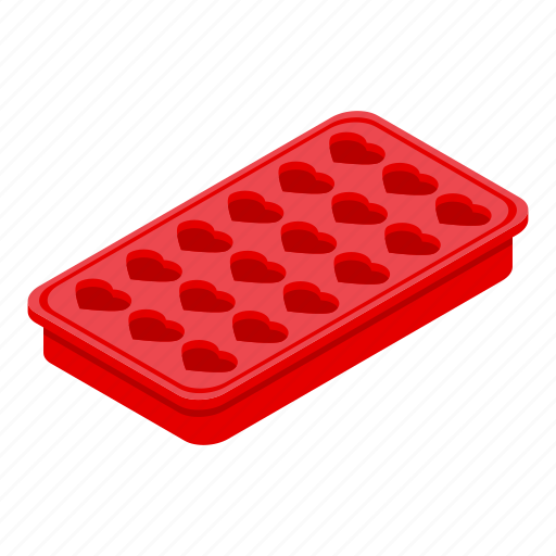 Hearts, ice, tray, isometric icon - Download on Iconfinder