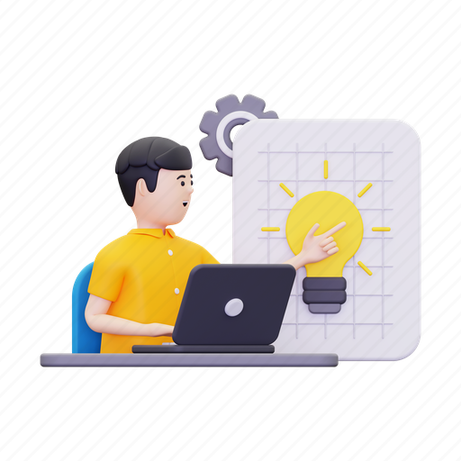 Idea, think, brain, innovation, thinking, business, creative 3D illustration - Download on Iconfinder
