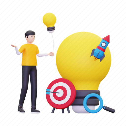 Idea, think, brain, innovation, thinking, creative, startup 3D illustration - Download on Iconfinder