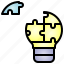 bulb, light, idea, creative, solution, jigsaw, contacts 