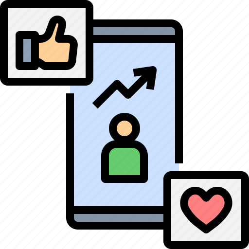 Influencer, growth, live, stemming, popular, famous, engagement icon - Download on Iconfinder