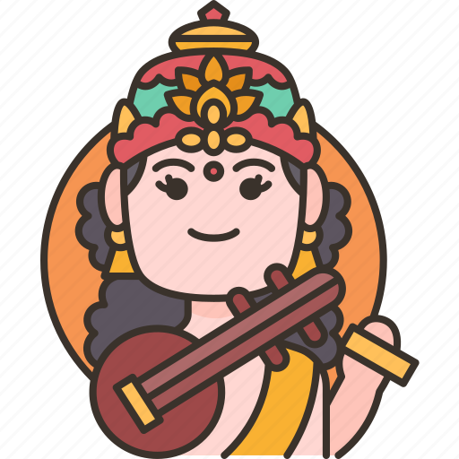Saraswati, knowledge, wisdom, goddess, hindu icon - Download on Iconfinder
