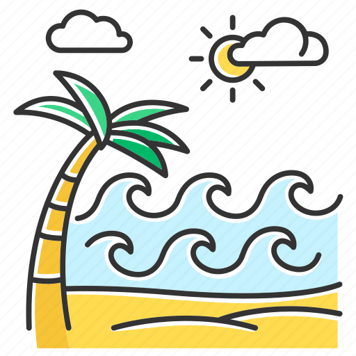 Beach, exotic, palm, paradise, seaside, summer, wave icon - Download on Iconfinder