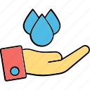 drop, on, hand, ecology, holding, water, secure