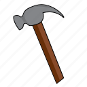 claw, construction, hammer, hand, household, industry, tool
