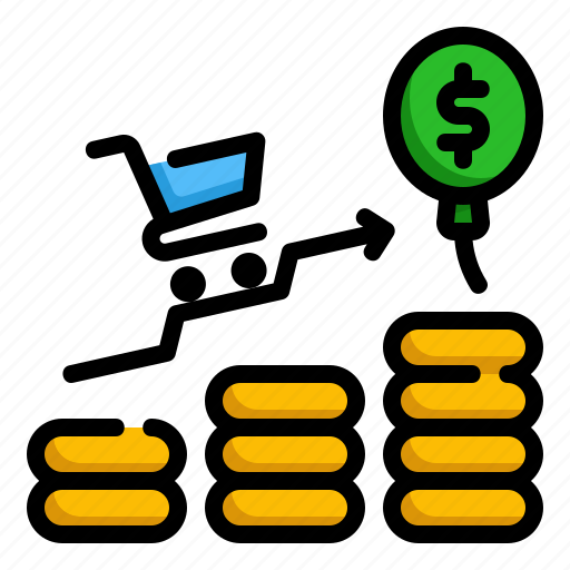 Inflation, shopping, cart, money, dollar, market, price icon - Download on Iconfinder