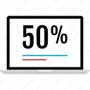 info, 50, 50 percent, online, graphic, laptop, fifty