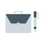 briefcase, and, pen 
